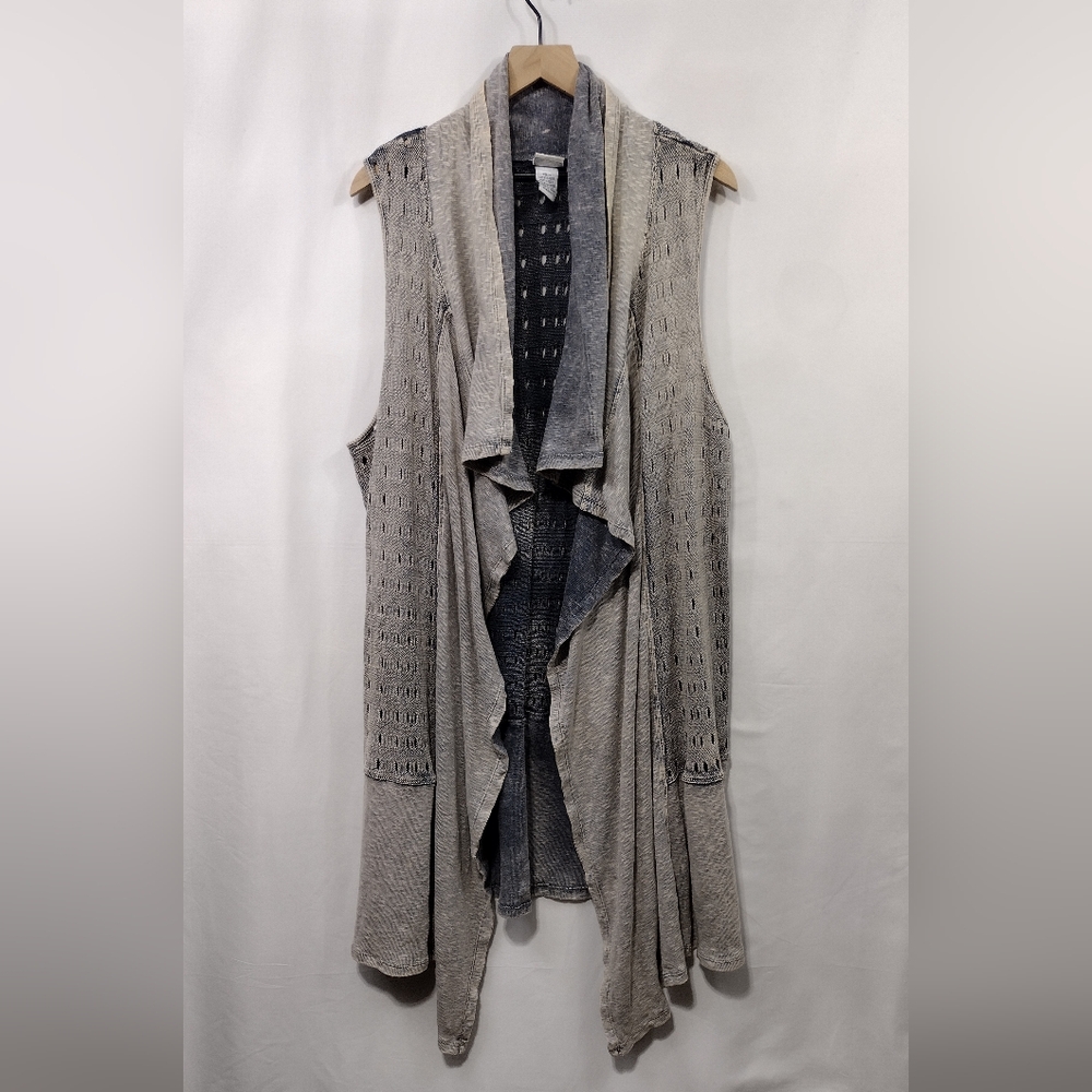 Sleeveless Draped Knit Tunic Vest in Heather Gray